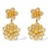 DAHLIA Yellow Gold Statement Earrings with Citrine Stud