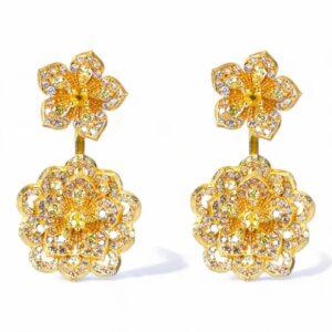 DAHLIA Yellow Gold Statement Earrings with Citrine Stud