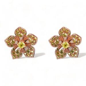 LILY Peridot Rose Gold Pair Earrings with Peridot Stud Earrings