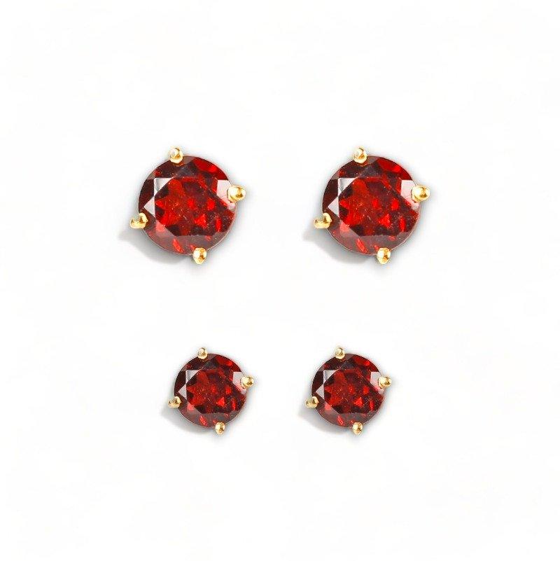 ROSA Red Garnet Stud Earrings - Εικόνα 3
