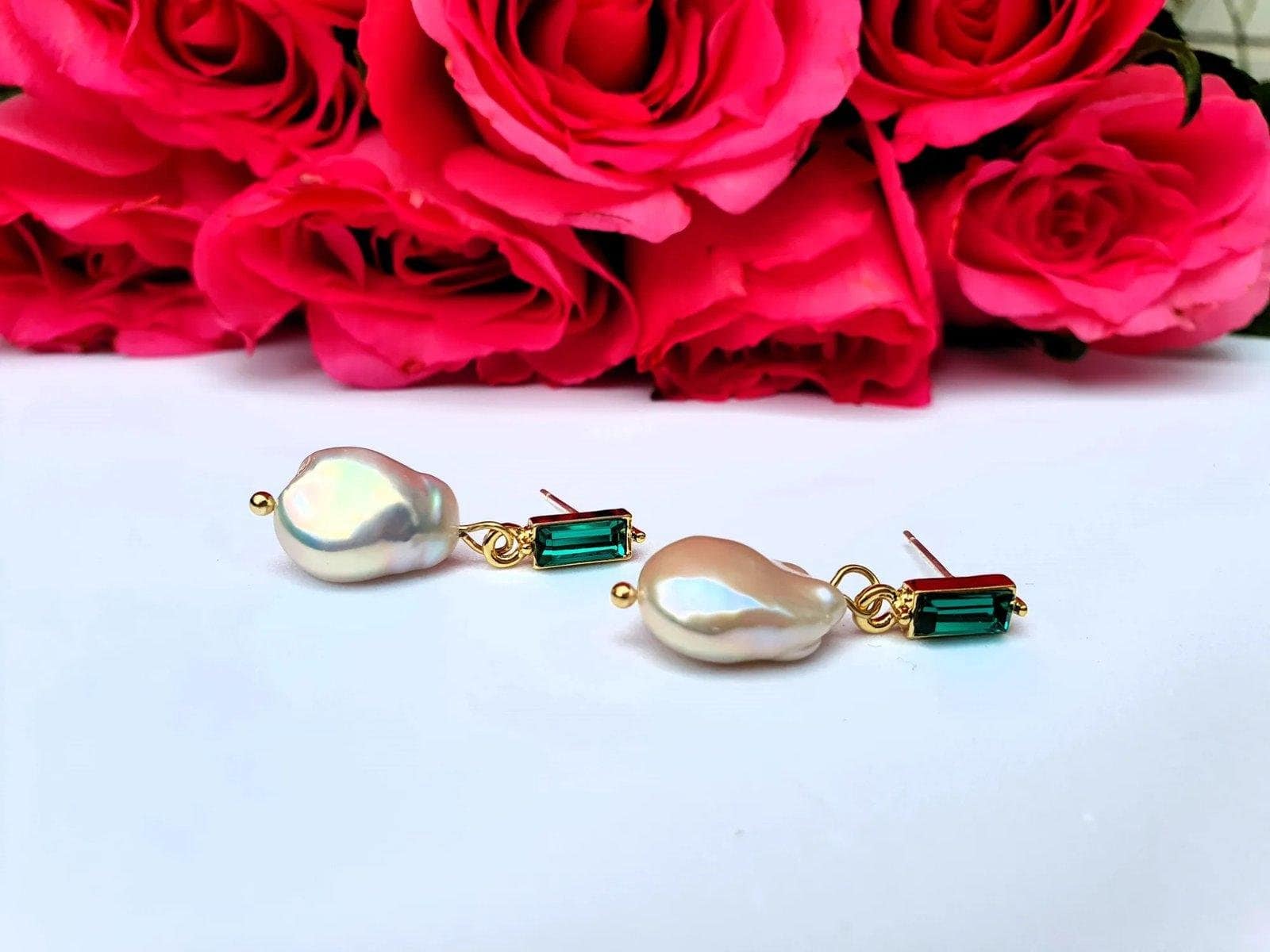 VERDE Baroque Natural Pearl Drop Earrings - Image 3