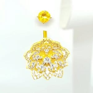 LOTUS Classic Yellow Gold Statement Earrings with Citrine Stud