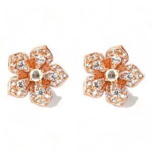 LILY Classic Rose Gold Pair Earrings with White Topaz Stud