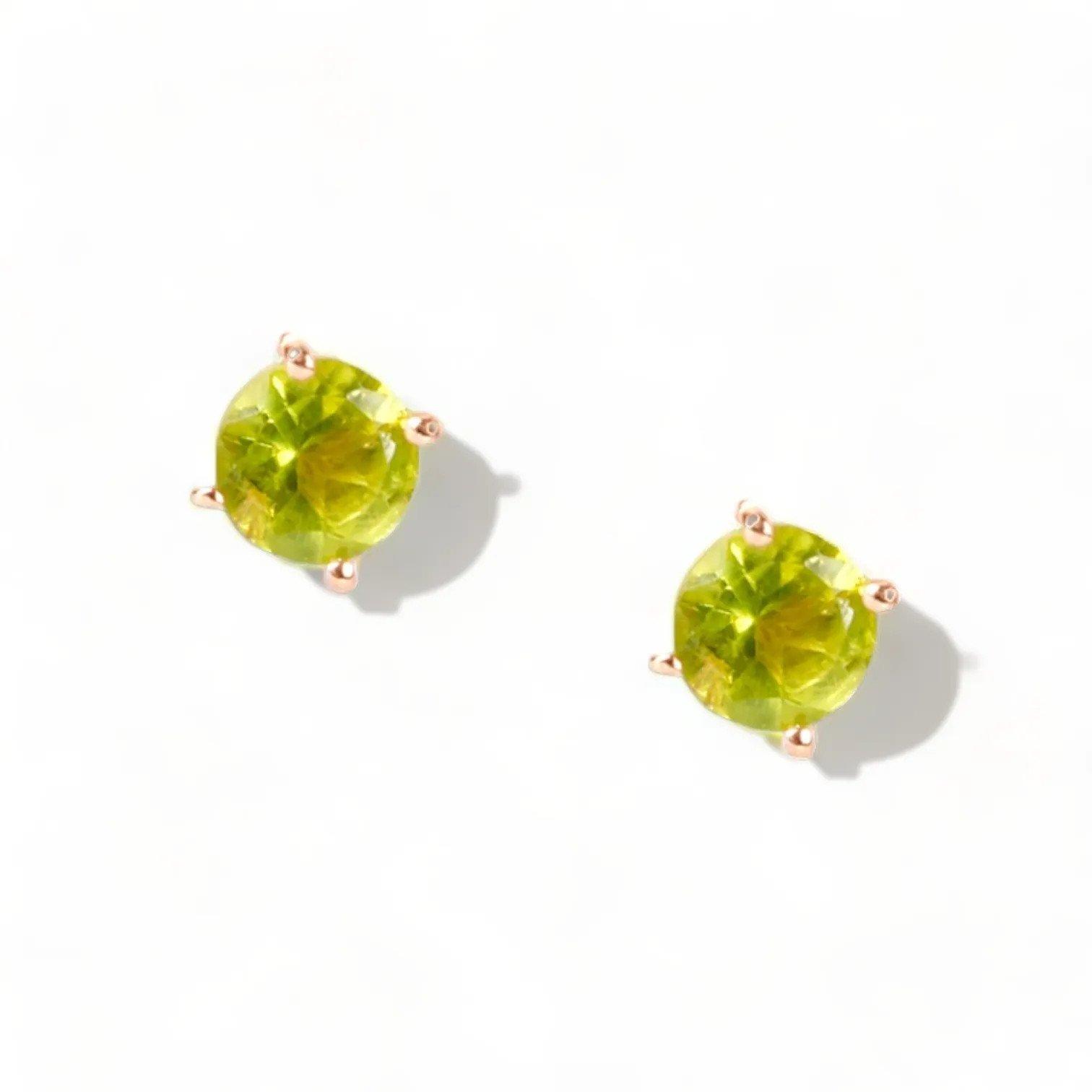 LILY Peridot Rose Gold Pair Earrings with Peridot Stud Earrings - Εικόνα 2