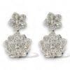 DAHLIA Classic White Gold Statement Earrings with White Topaz Stud