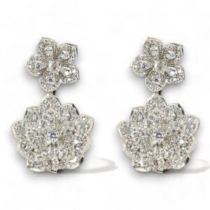 DAHLIA Classic White Gold Statement Earrings with White Topaz Stud