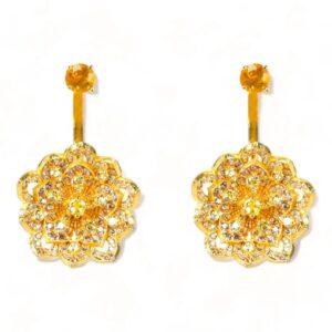 LOTUS Citrine Yellow Gold Statement Earrings with Citrine Stud