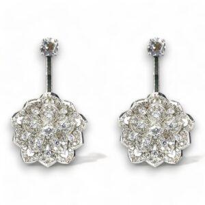 LOTUS Classic White Gold Statement Earrings with White Topaz Stud
