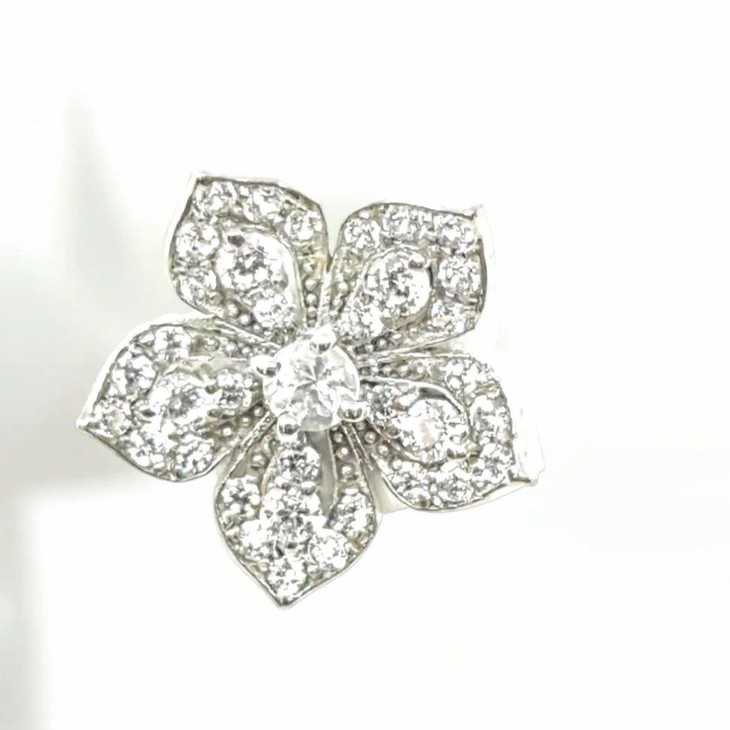 LILY Classic White Gold Pair Earrings with White Topaz Stud - Εικόνα 4