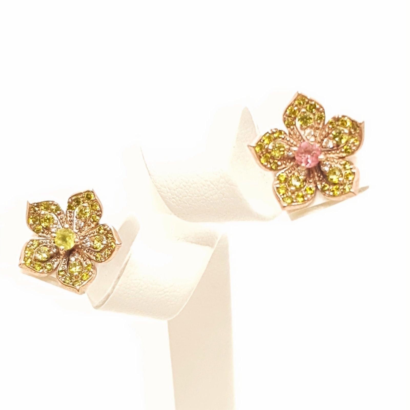 Yellow gemstone flower stud earrings, perfect for elegant jewelry and fashion accessories.