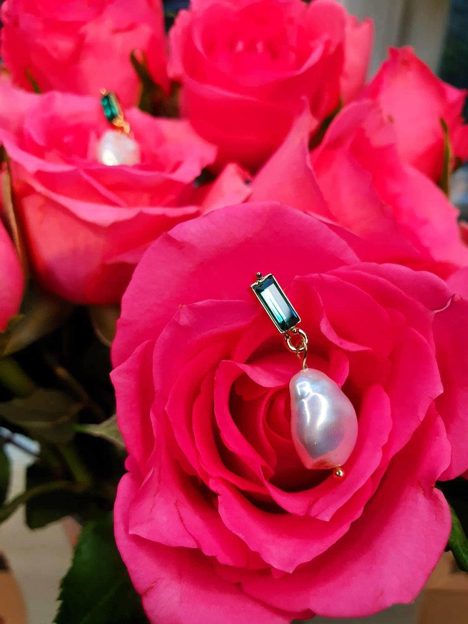 VERDE Baroque Natural Pearl Drop Earrings