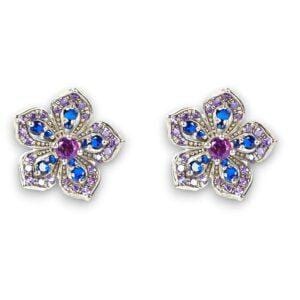 LILY Amethyst & Tanzanite White Gold Pair Earrings with Amethyst Stud