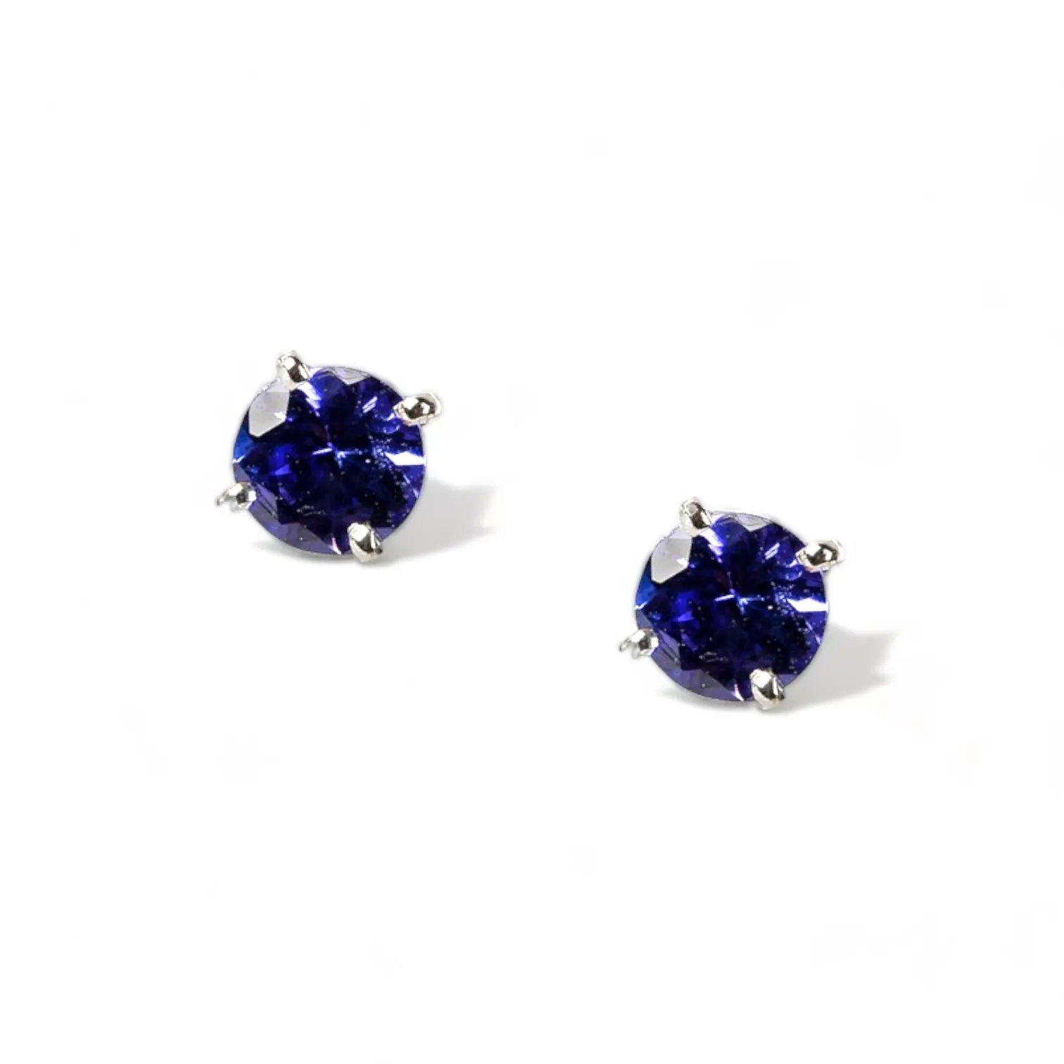 LOTUS Classic White Gold Statement Earrings with Tanzanite Stud - Image 2