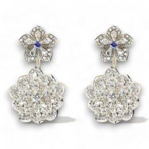 Σκουλαρίκια Statement DAHLIA Classic White Gold με καρφίτσα Tanzanite