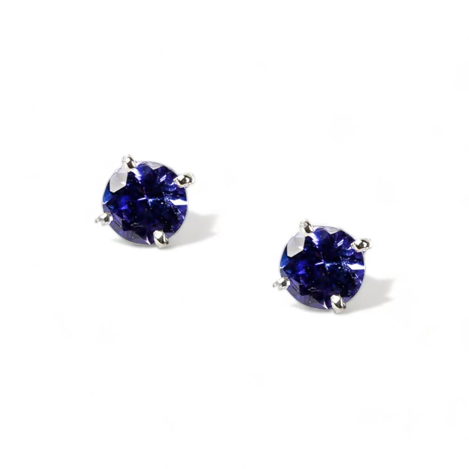 LILY Classic Yellow Gold Pair Earrings with Tanzanite Stud - Εικόνα 2