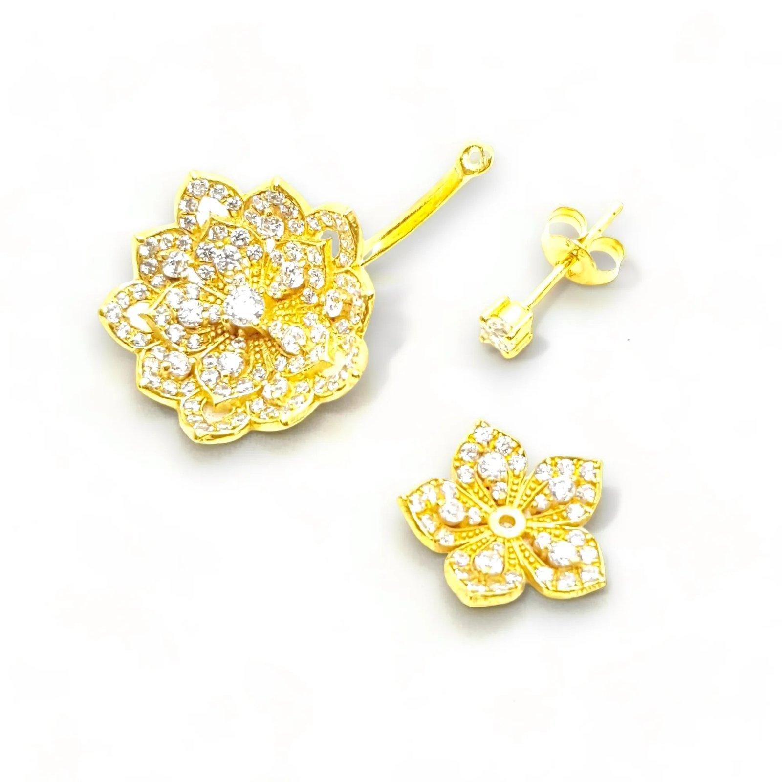 DAHLIA Classic Yellow Gold Statement Earrings with Amethyst Stud - Εικόνα 3
