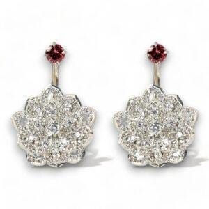 LOTUS Classic White Gold Statement Earrings with Pink Tourmaline Stud