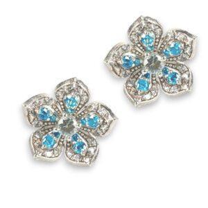 LILY Aquamarine White Gold Pair Earrings with Aquamarine Stud