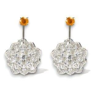 LOTUS Classic White Gold Statement Σκουλαρίκια με Citrine Stud