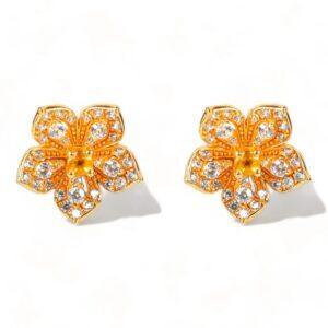 LILY Classic Yellow Gold Pair Earrings with Citrine Stud