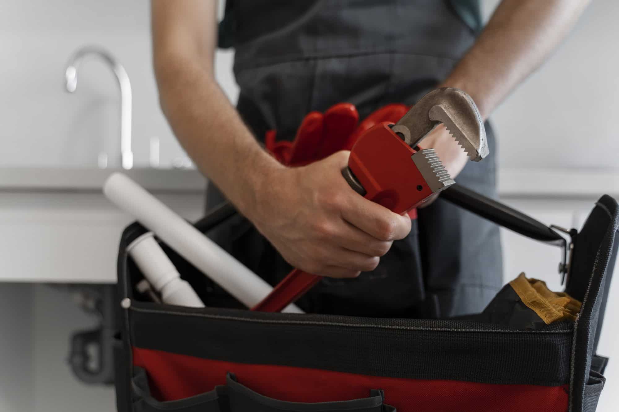 Plumber holding a wrench