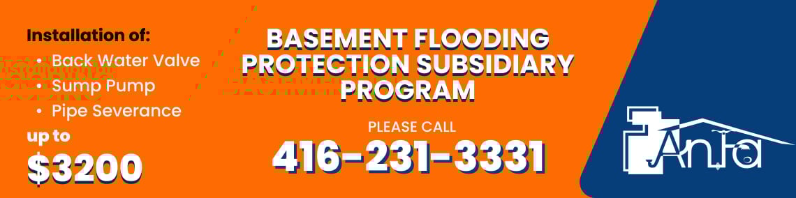 Promotional offer for basement flooding solutions.