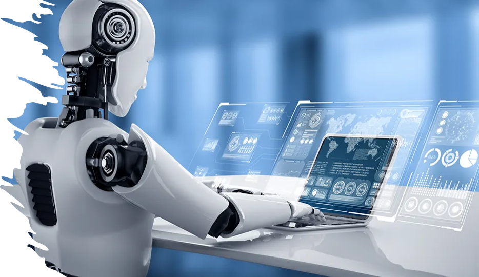 AI automation robot representing streamlined business workflows, task automation, and digital transformation for small businesses