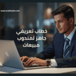 مندوب مبيعات سعودي شاب يكتب رسالة تعريفية لوظيفة يتقدم لها على حاسوبه المحمول