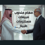 مندوب مبيعات مستلزمات طبية يصافح مدير إحدى المؤسسات الطبية