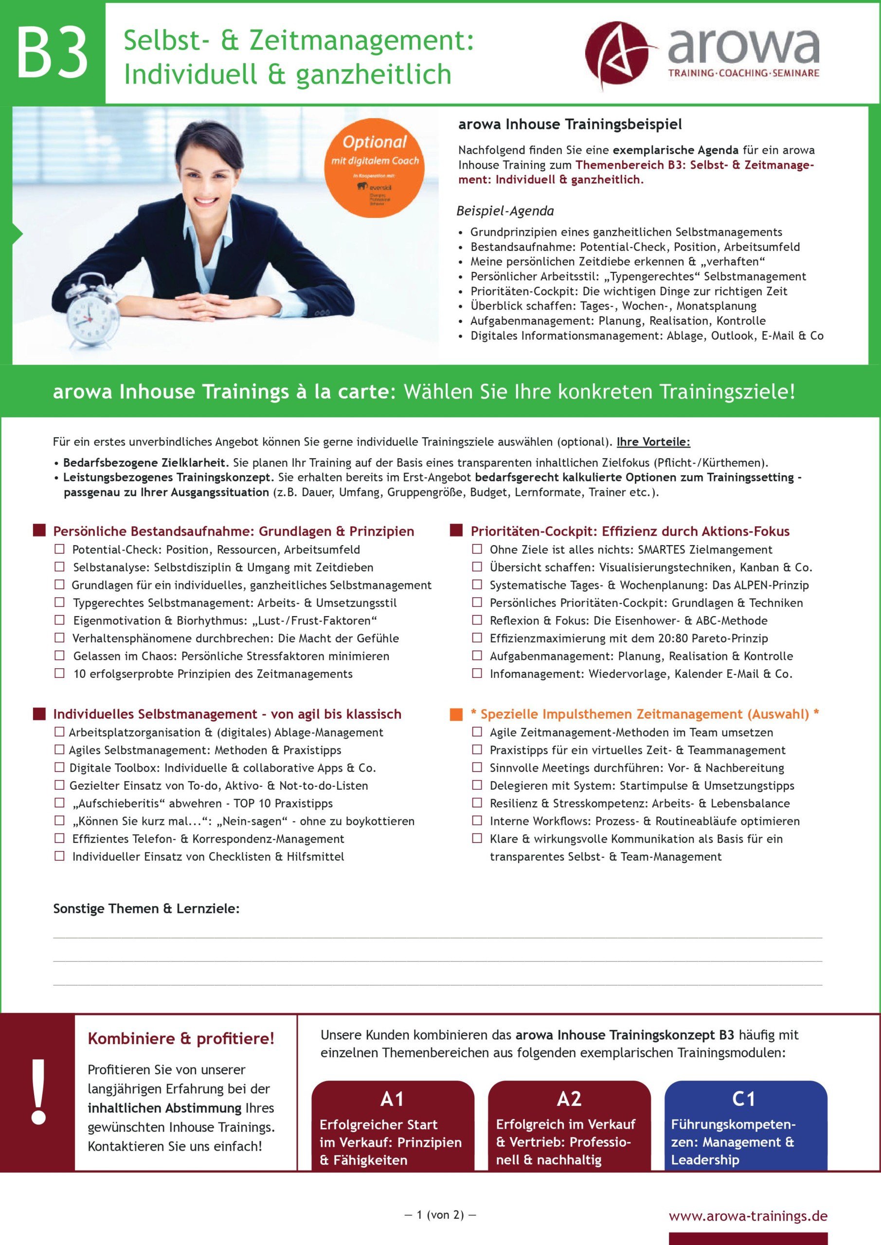 Inhouse Zeitmanagement Seminar arowa