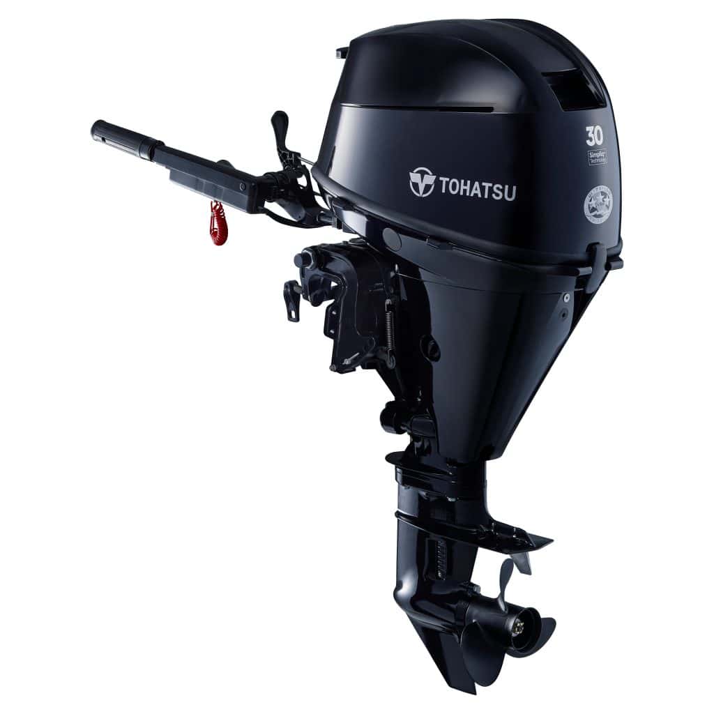 Tohatsu 30 HP outboard motor for boats, high performance marine engine.