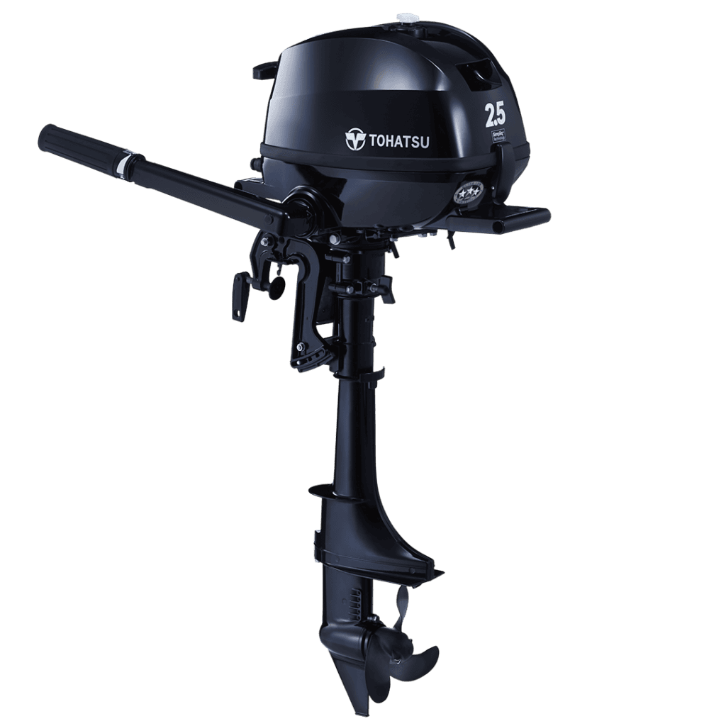 Tohatsu 2.5 HP outboard motor for small boats and fishing vessels.