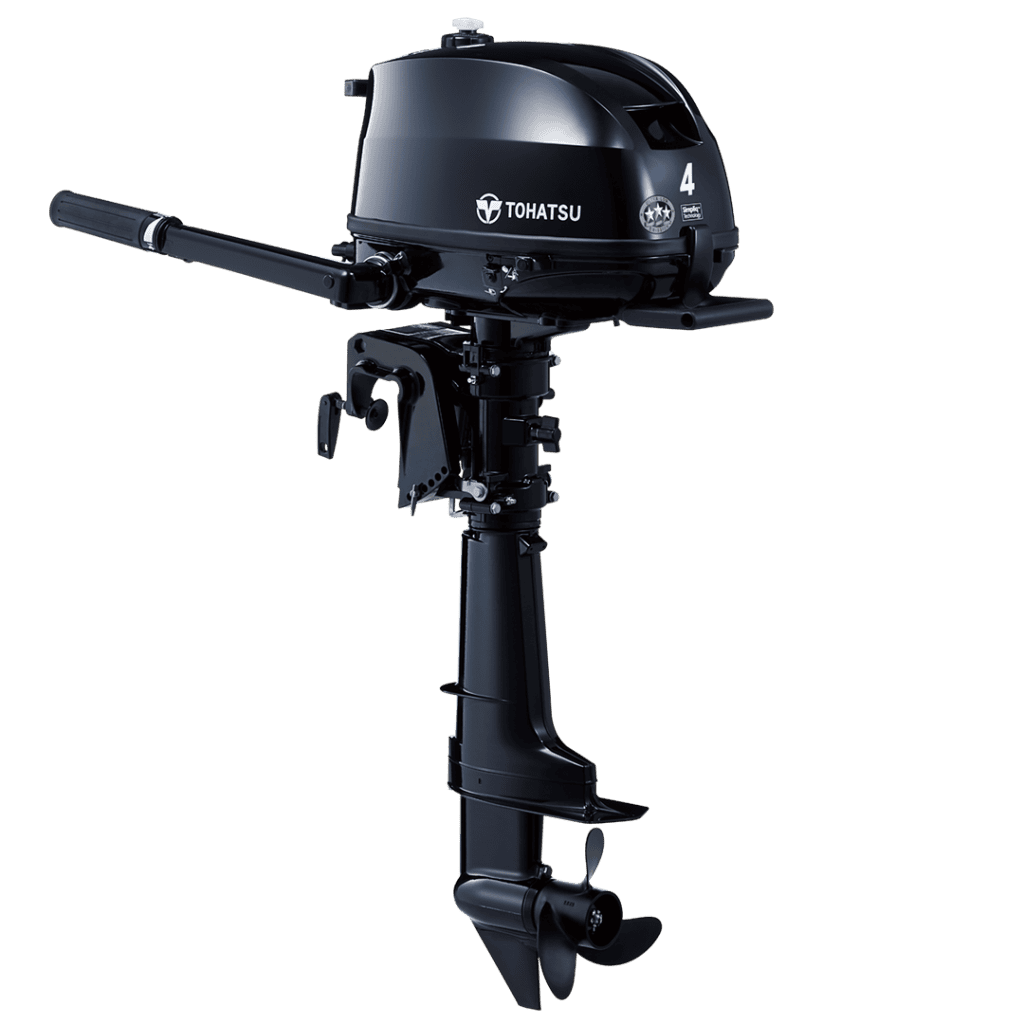 Outboard motor Tohatsu 4 HP MFS4DDL for small boats.