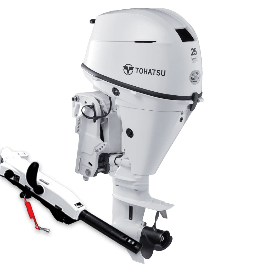 Outboard motor Tohatsu MFS25DWETS for boats and marine use.