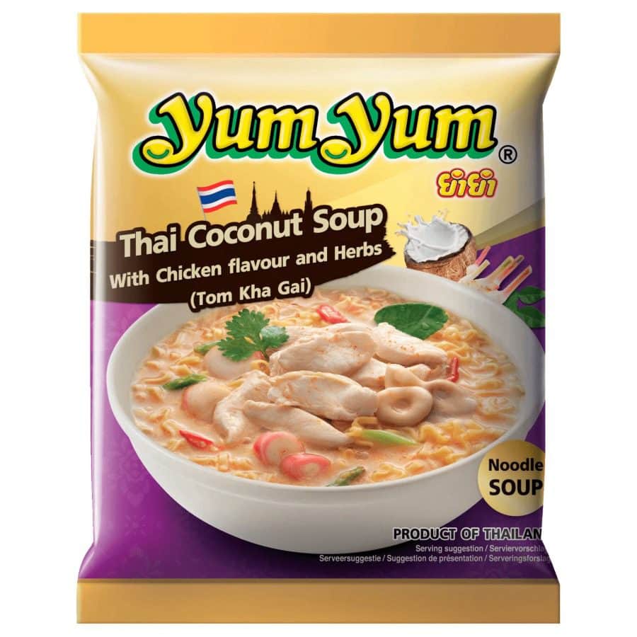 Asiatische Kokosnusssuppe mit Hühnchen, Thai-Style, Yum Yum.