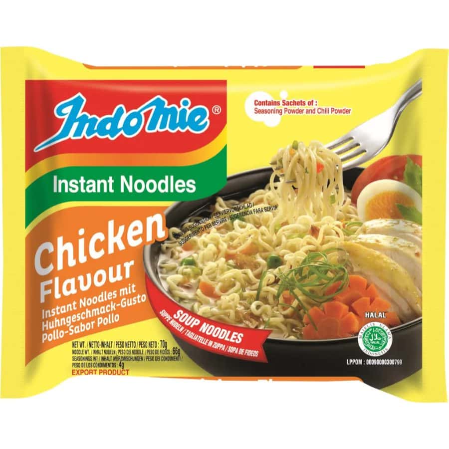 Indomie Instant Noodles mit Hühnergeschmack, asiatischer Snack, 70g.