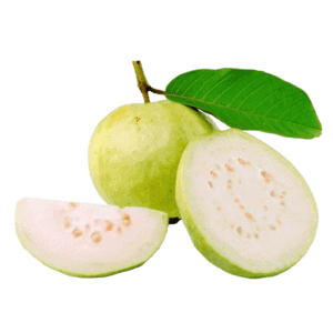 Frische indische Guave mit grünem Blatt, asiatischer Lebensmittel Online-Shop.