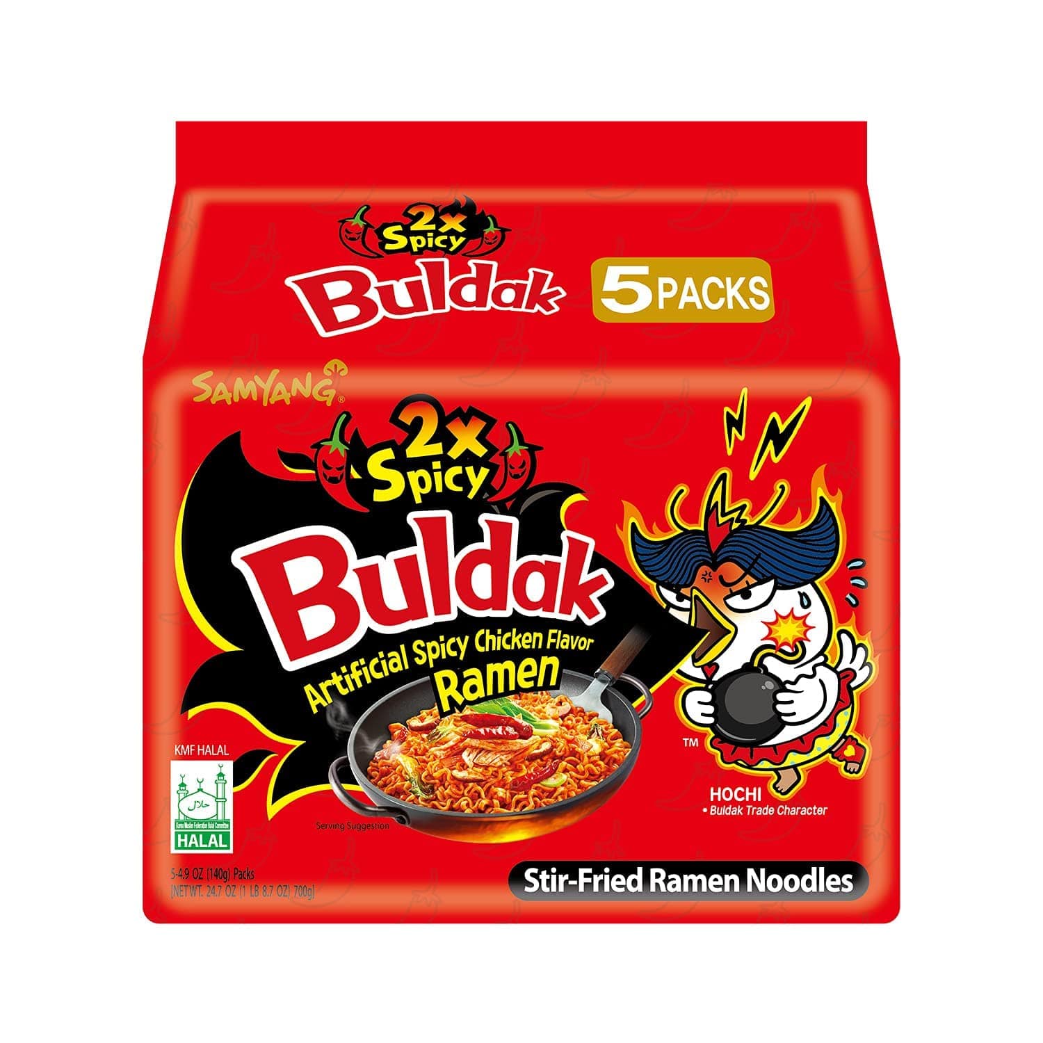 Asiatischer Lebensmittelladen, scharfe Ramennudeln, 5er Pack, spicy.