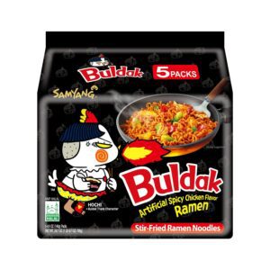 Buldak Hot Ramennudeln, asiatische Instant-Nudeln, scharfer Geschmack, 5er-Pack.