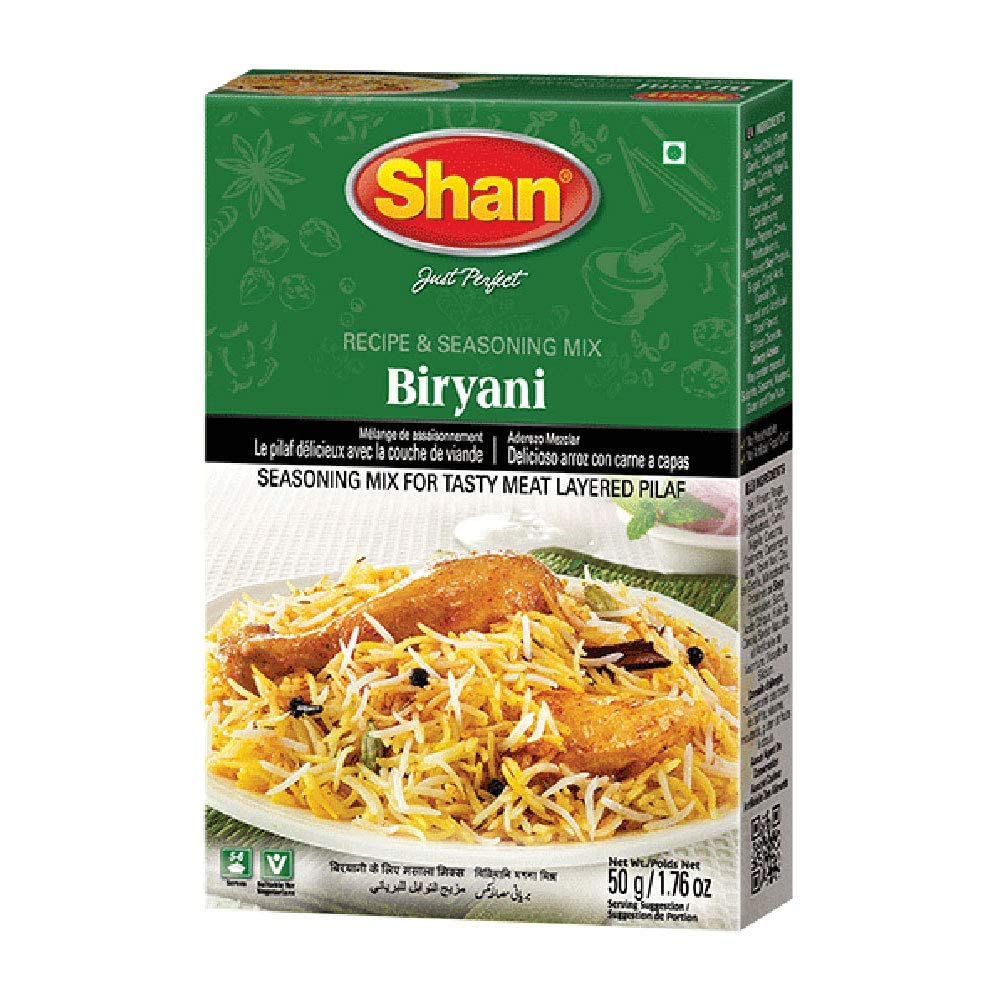 Asiatischer Lebensmittel Online-Shop, Shan Biryani Gewürzmischung, 50g, für aromatisches Biryani.