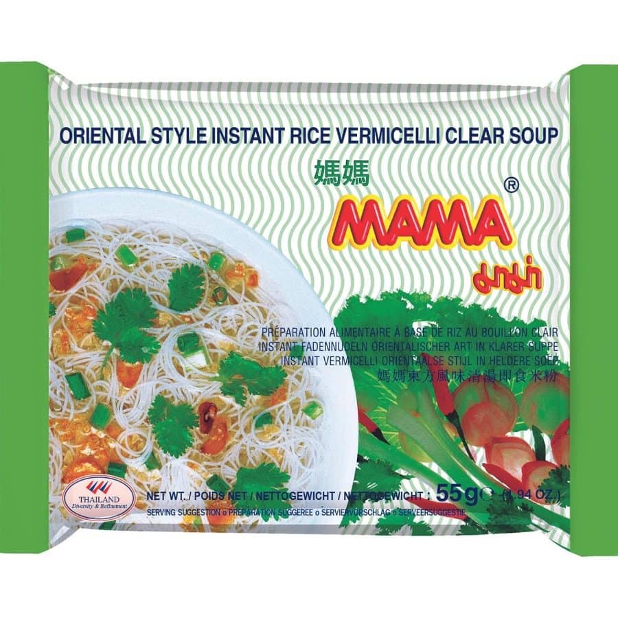 Asiatischer Lebensmittelladen, Instant Reisnudeln, klare Suppe, 55g.
