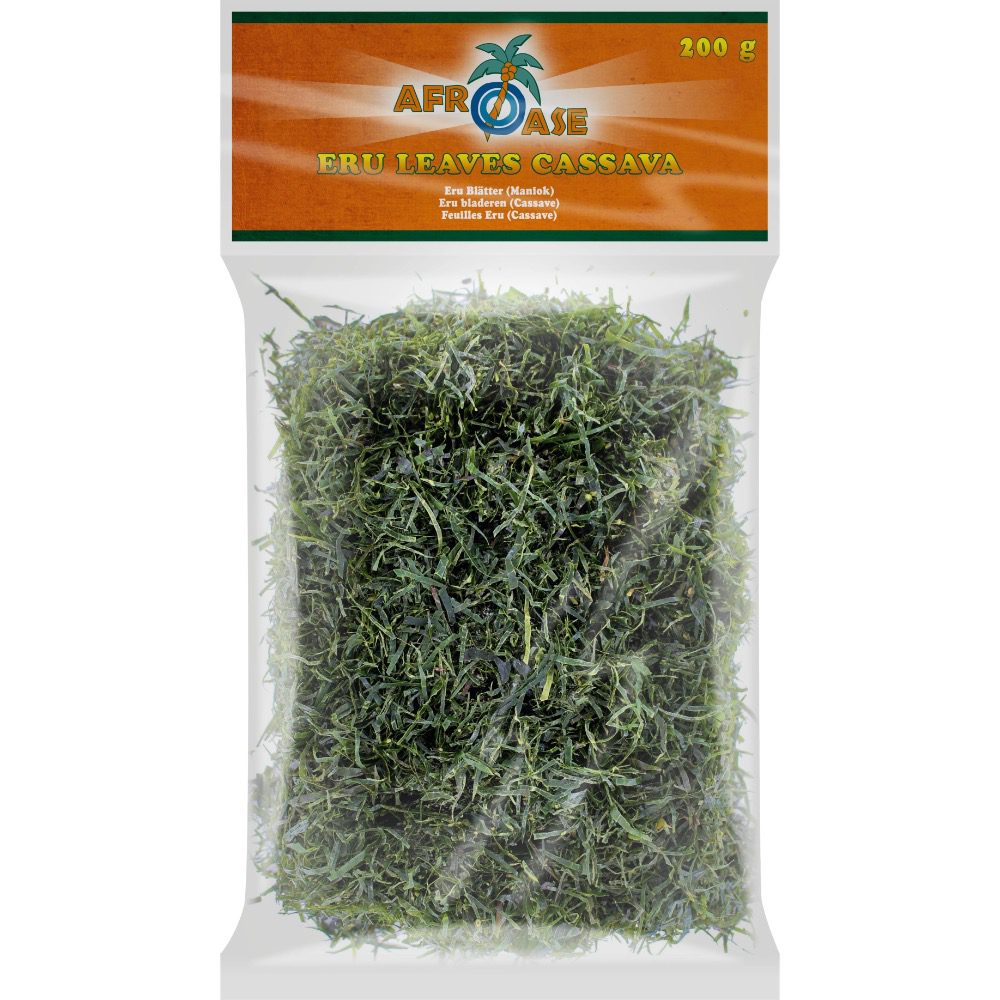 Asiatische Lebensmittel Online-Shop. Eru Blätter in Verpackung, 200g.