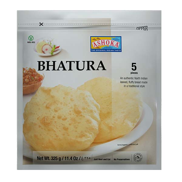 Asiatischer Lebensmittelladen - Bhatura, indisches Fladenbrot, 5 Stück, traditionell hergestellt.