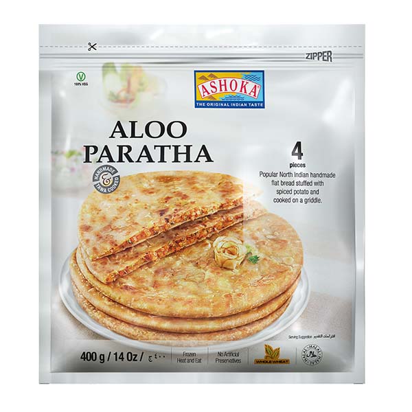 Asiatischer Lebensmittel Online-Shop, Aloo Paratha, 4 Stück, indisches Fladenbrot mit Spinat.
