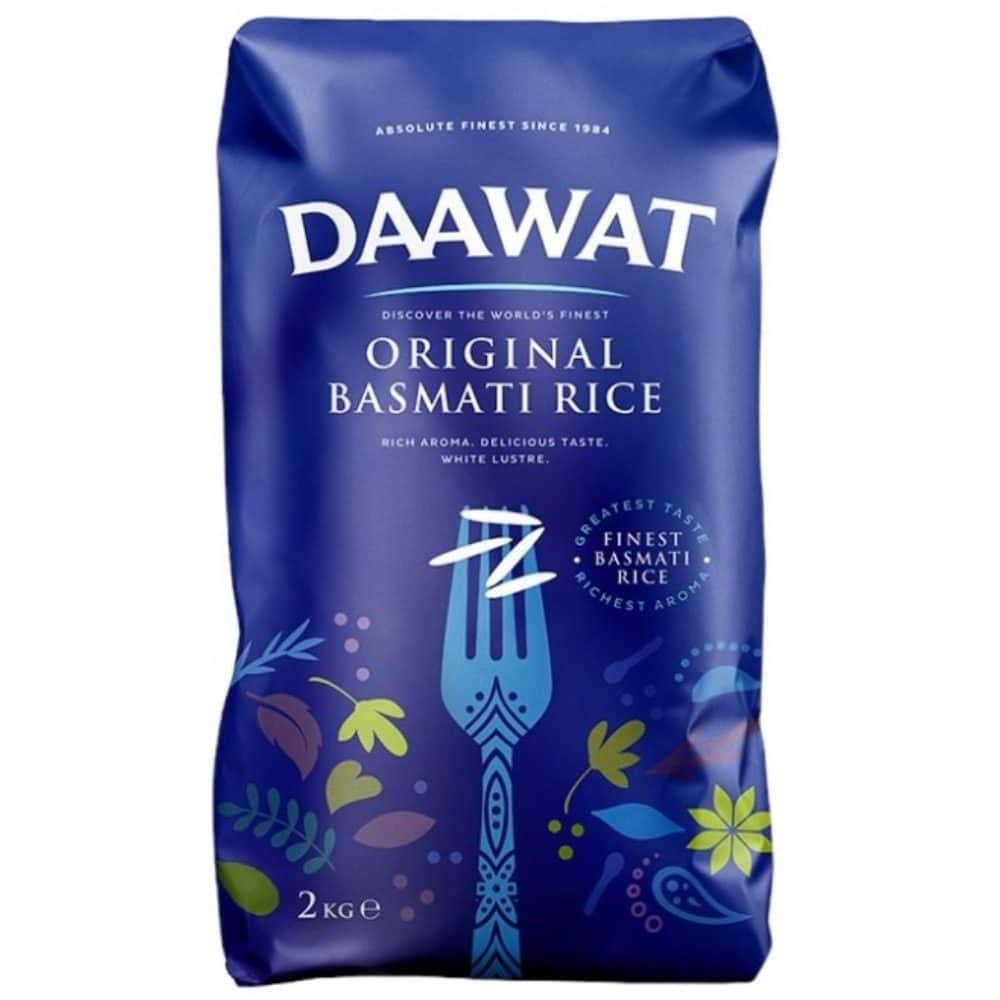 Asiatischer Basmati-Reis im Online-Shop, 2kg Packung, hochwertig und aromatisch.