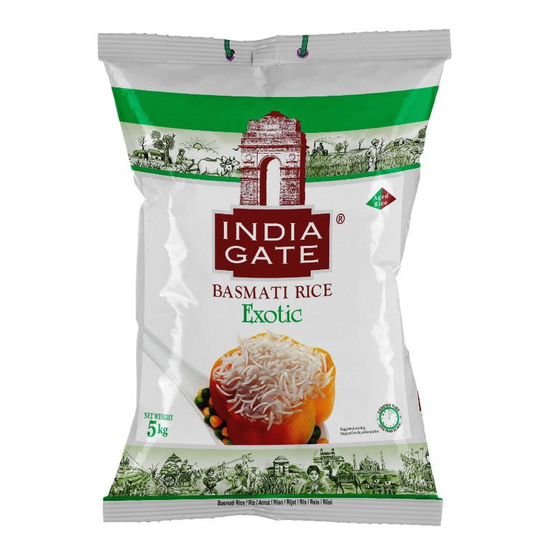 Asiatischer Basmati Reis im Online-Shop, 5kg Packung, India Gate Marke.