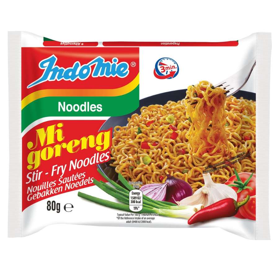 Indomie Mi Goreng Nudeln, asiatische Fertignudeln, schnelle Mahlzeit, 70g Packung.