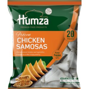 HUMZA Hähnchen-Samosa, 20 Stück, gefroren, asiatischer Snack, halal, vegetarisch.