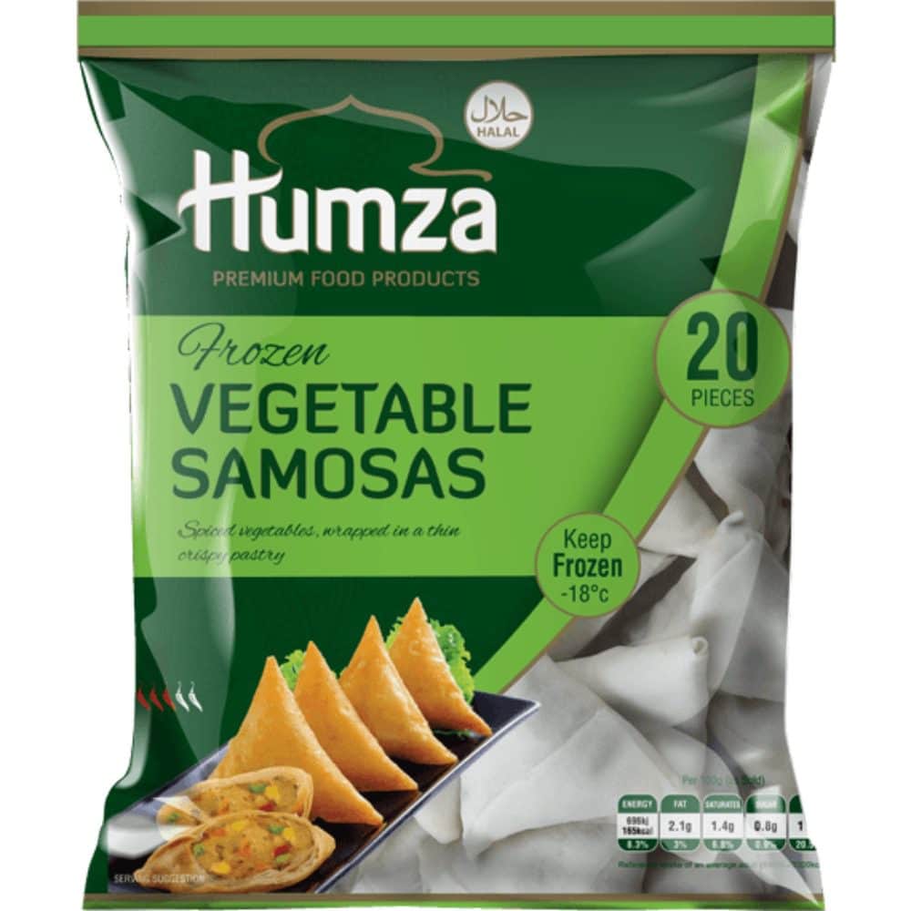 Asiatische Lebensmittel Online-Shop, HUMZA Gemüse-Samosa, 20 Stück, tiefgefroren.