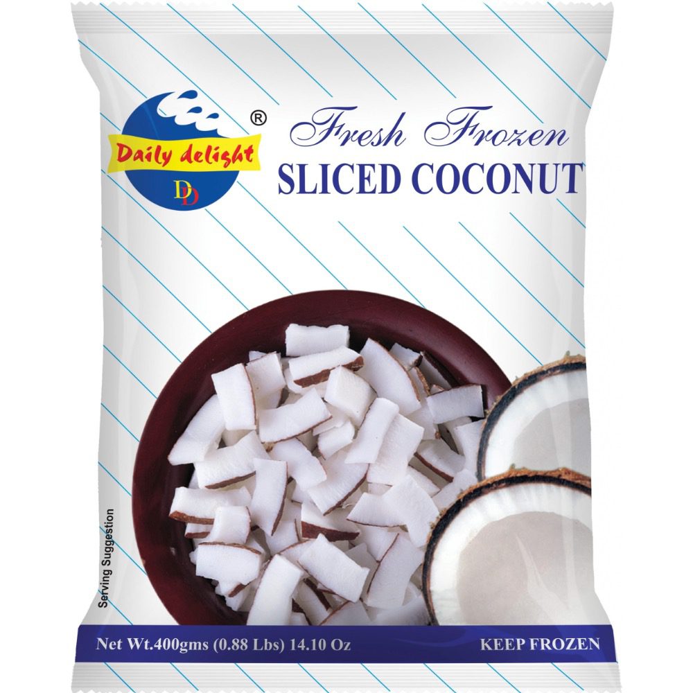 Asiatischer Lebensmittelladen, Kokosnuss, gefroren, Scheiben, 400g.